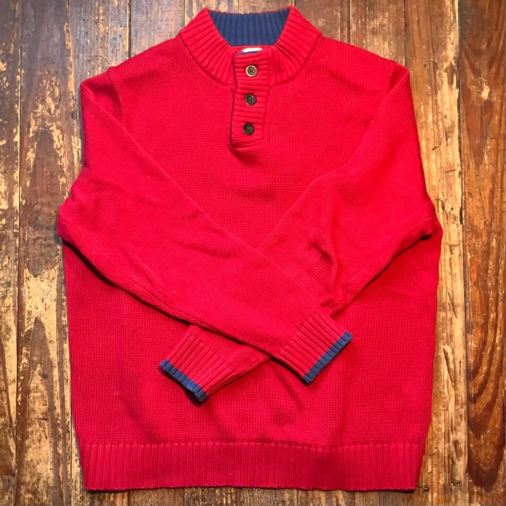 Red Button-Up Men's Sweater